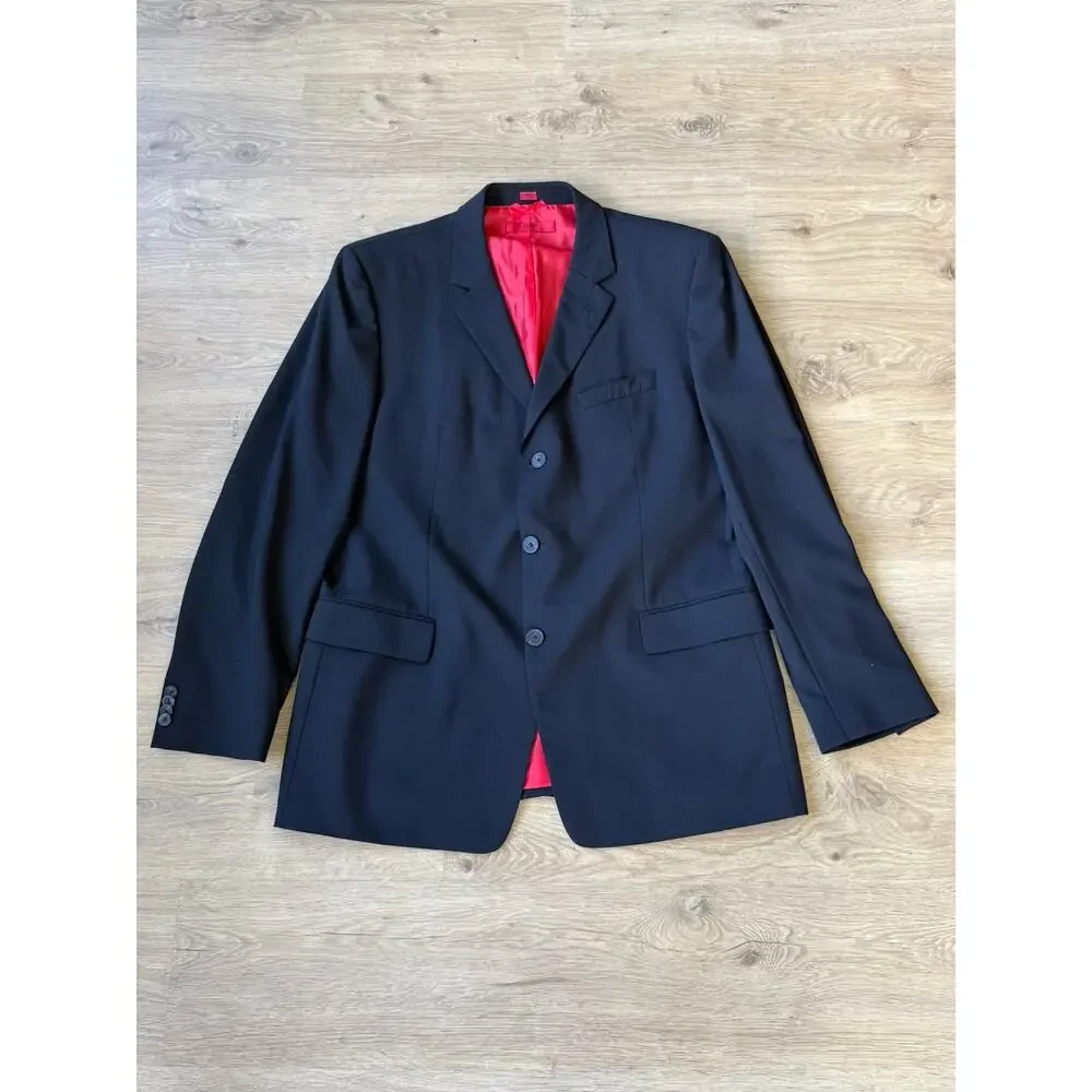 Hugo Boss 3 Button 2 Peice Wool Suit 46R Pants 38x34 Black